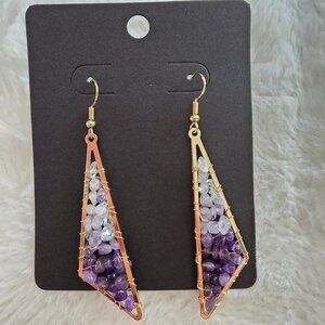{2/$30} Amethyst Gold Drop Earrings New Boho Witchy Cottage Grandma Fairy Twee